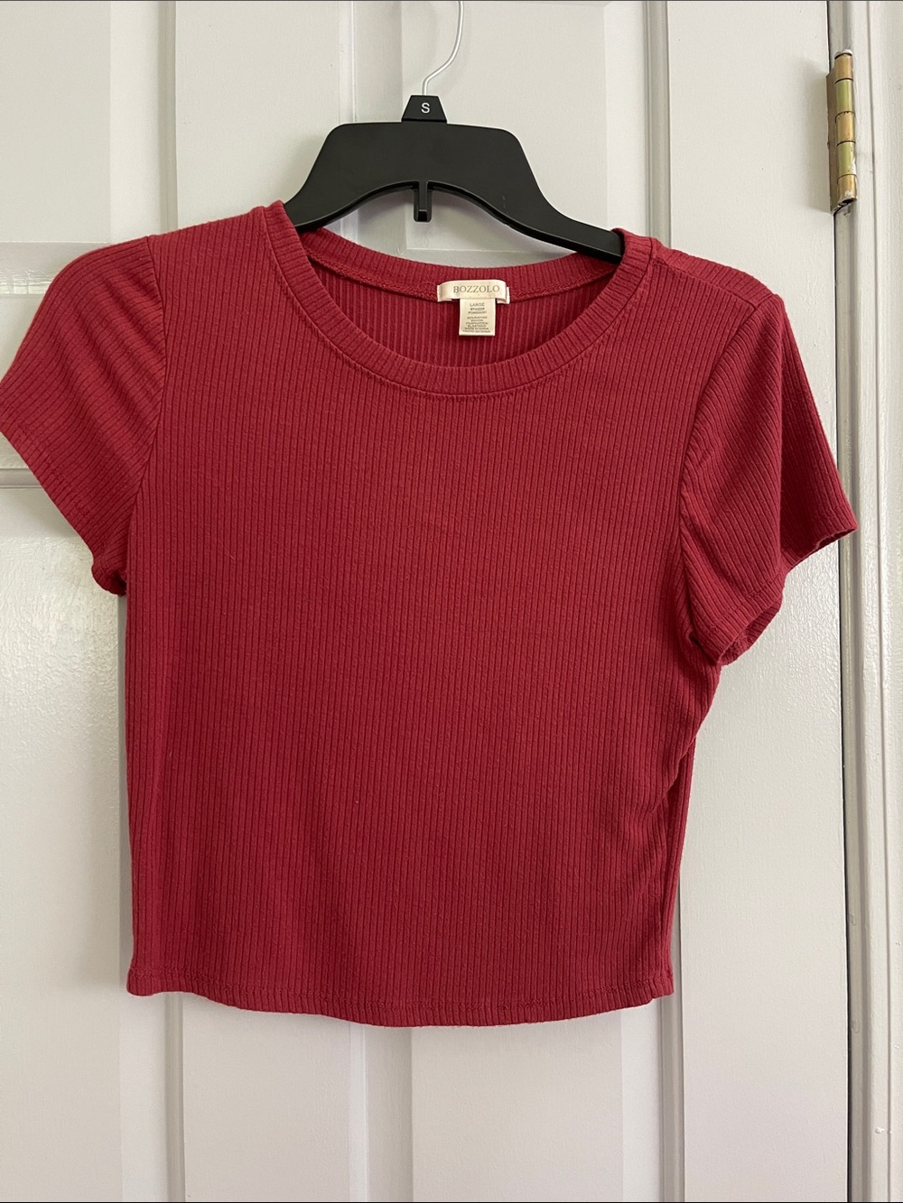 Ribbed Crop Tee - Dark Red